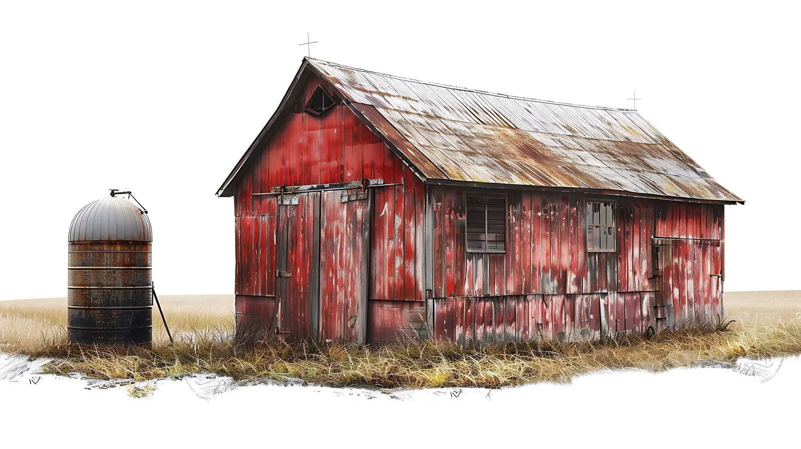 Serene Old Water Cistern and Rustic Barn — free download from Dotvec