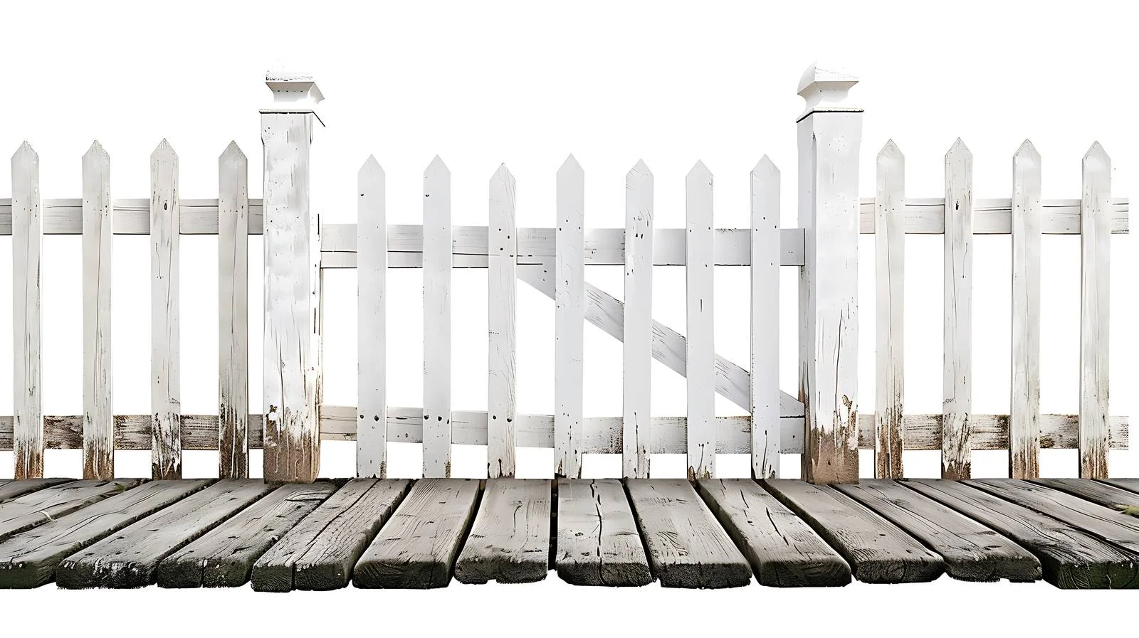 Vintage Wood Sidewalk and White Picket Fence — free download from Dotvec