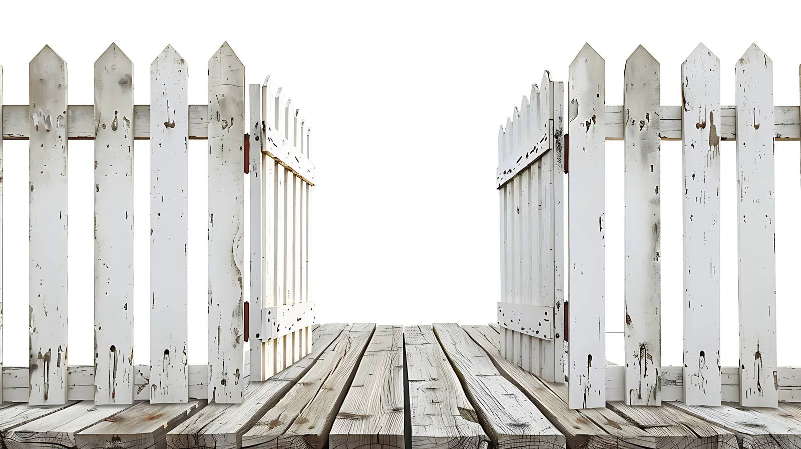 Traditional White Picket Fence and Wooden Gate — free download from Dotvec
