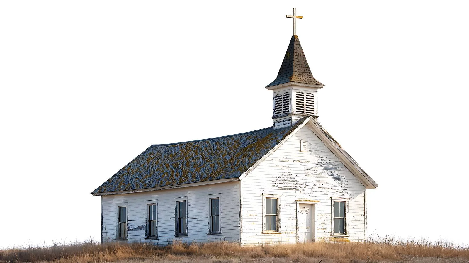 Vintage White Church on Prairie Isolated — free download from Dotvec