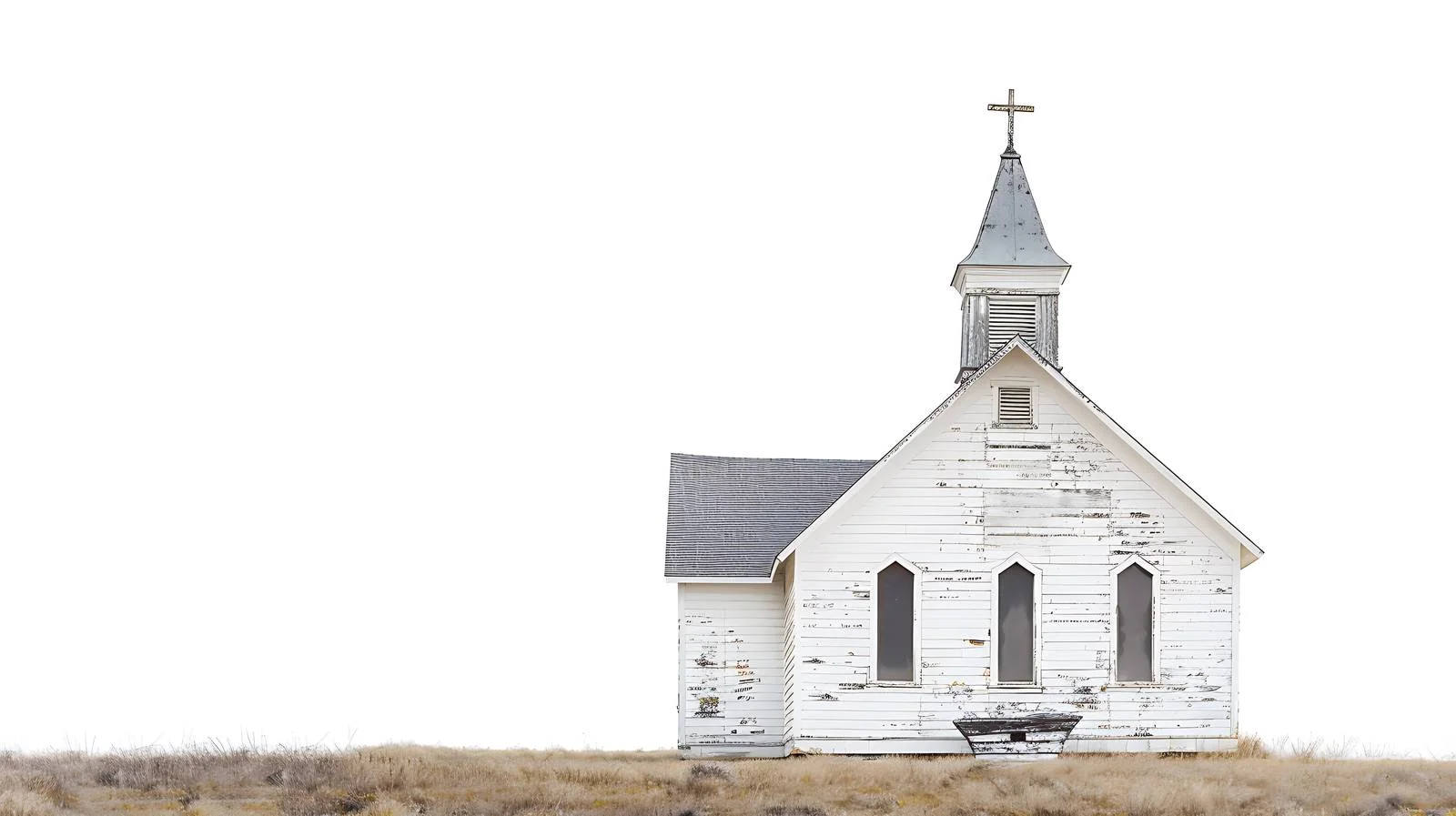 Vintage White Wooden Church on Isolated Prairie — free download from Dotvec