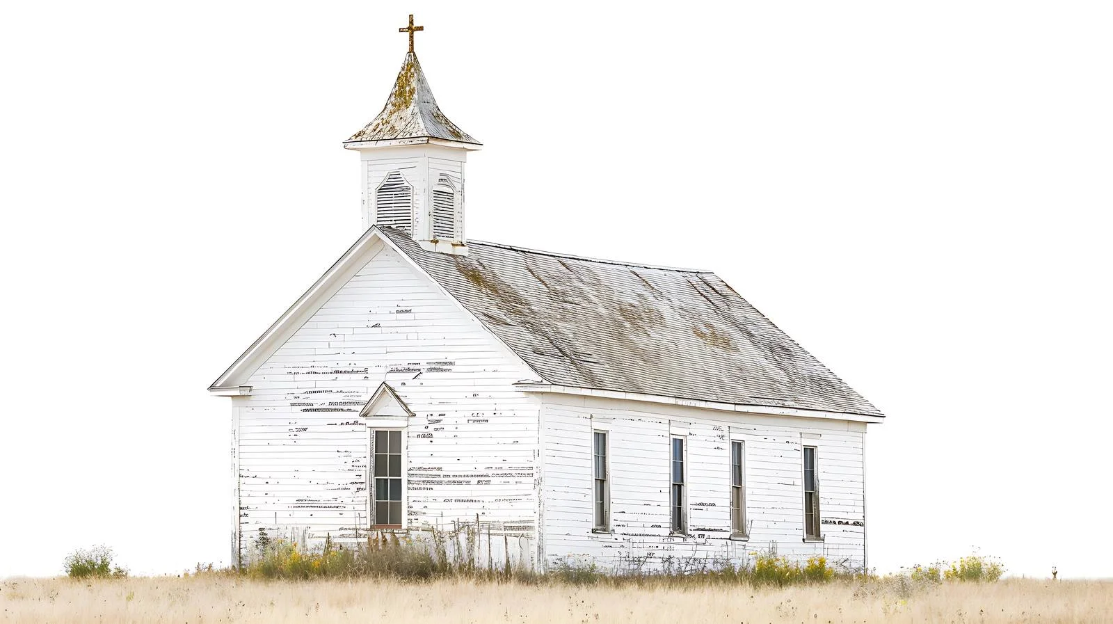 Vintage White Wooden Church on Isolated Prairie — free download from Dotvec