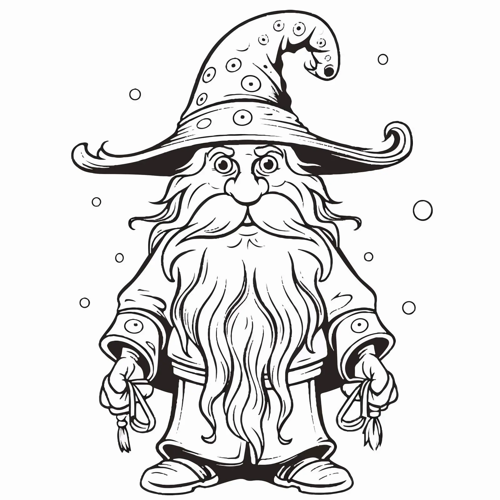 Whimsical Wizard Doodle for Coloring — free download from Dotvec