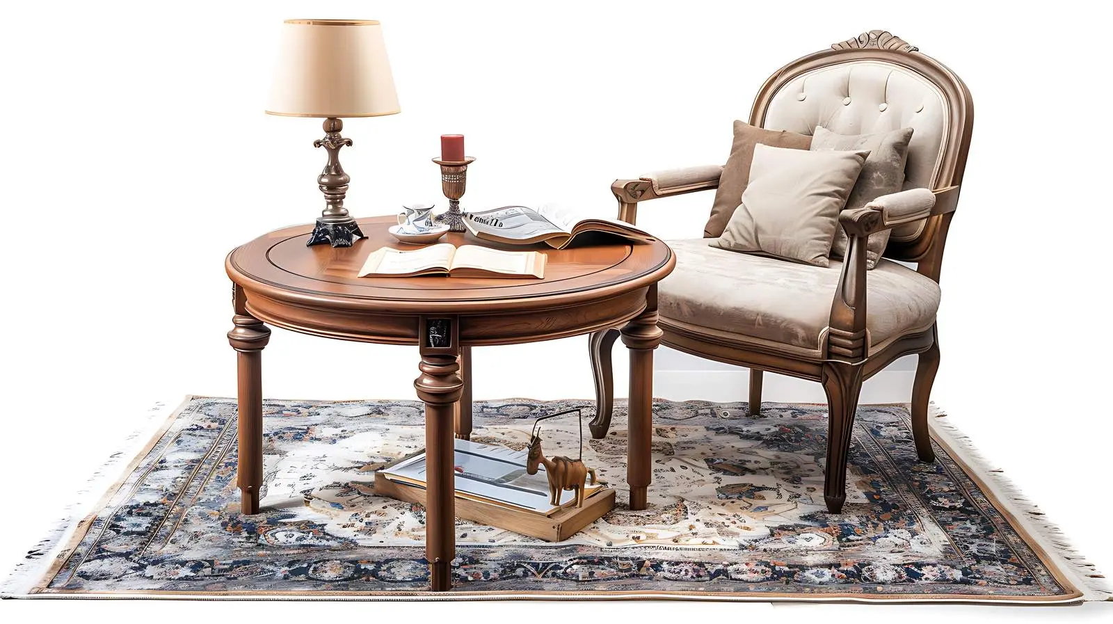 Rustic Wooden Coffee Table with Lamp and Decor — free download from Dotvec