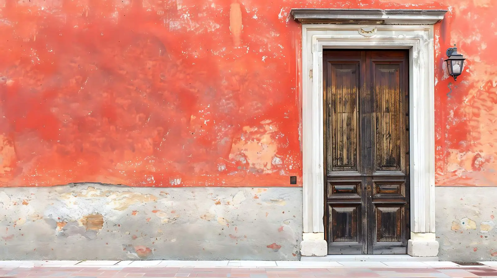 Charming Wooden Door with Coral Walls — free download from Dotvec