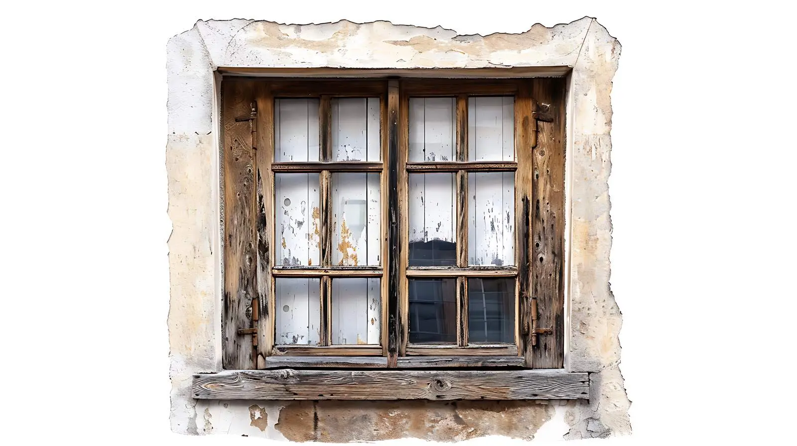 Traditional European Wooden Window on Neutral Wall — free download from Dotvec