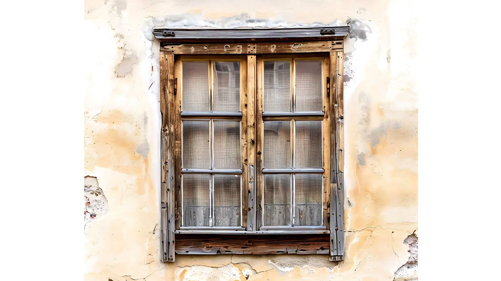 Traditional European Wooden Window on Neutral Wall — free download from Dotvec