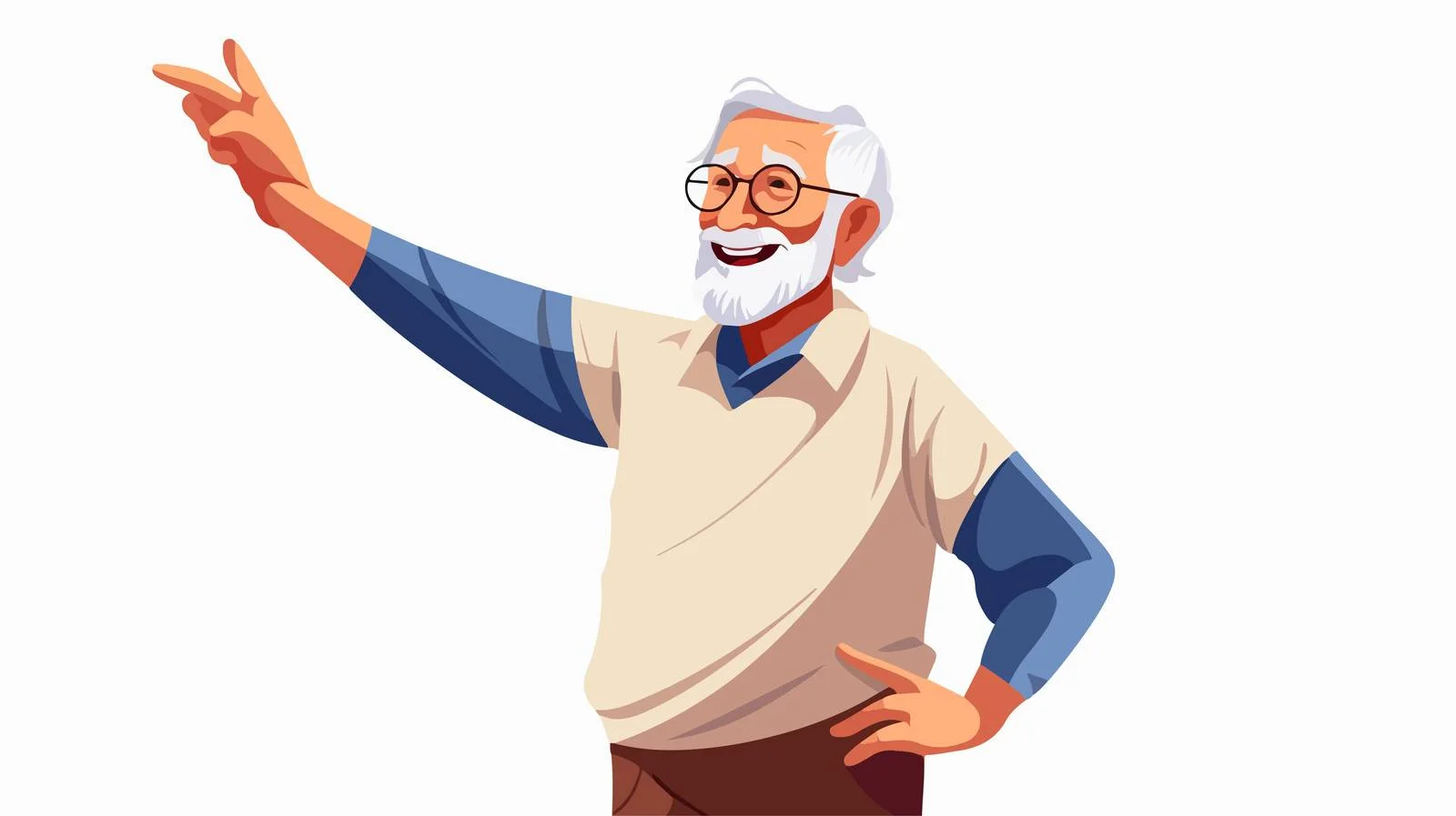 Elderly Man Strong Cartoon Pose — free download from Dotvec