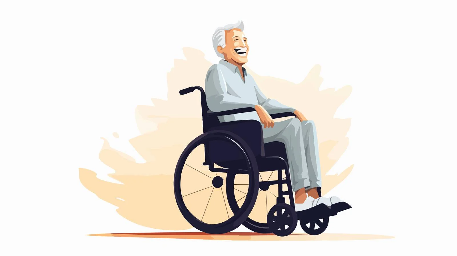 Elderly Happy Cartoony Wheelchair Scene — free download from Dotvec