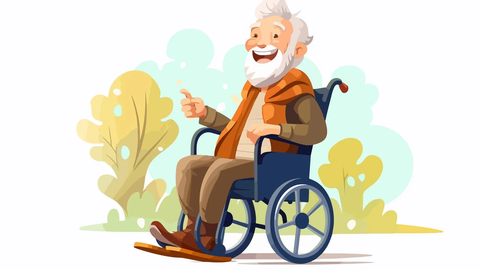 Elderly Man Happy on Wheelchair Cartoon — free download from Dotvec