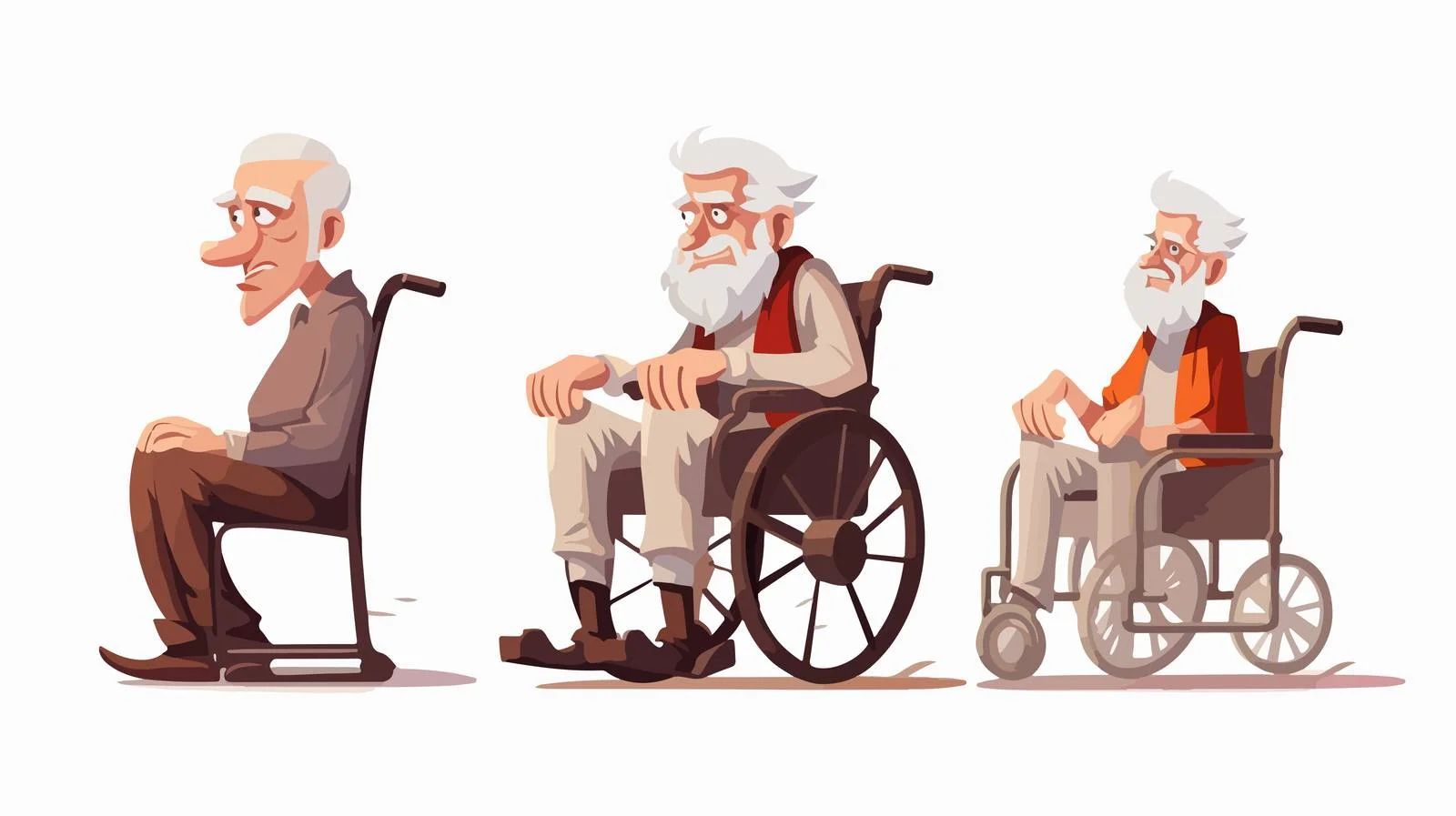 Elderly Man Wheelchair Broken Bone Cartoon — free download from Dotvec