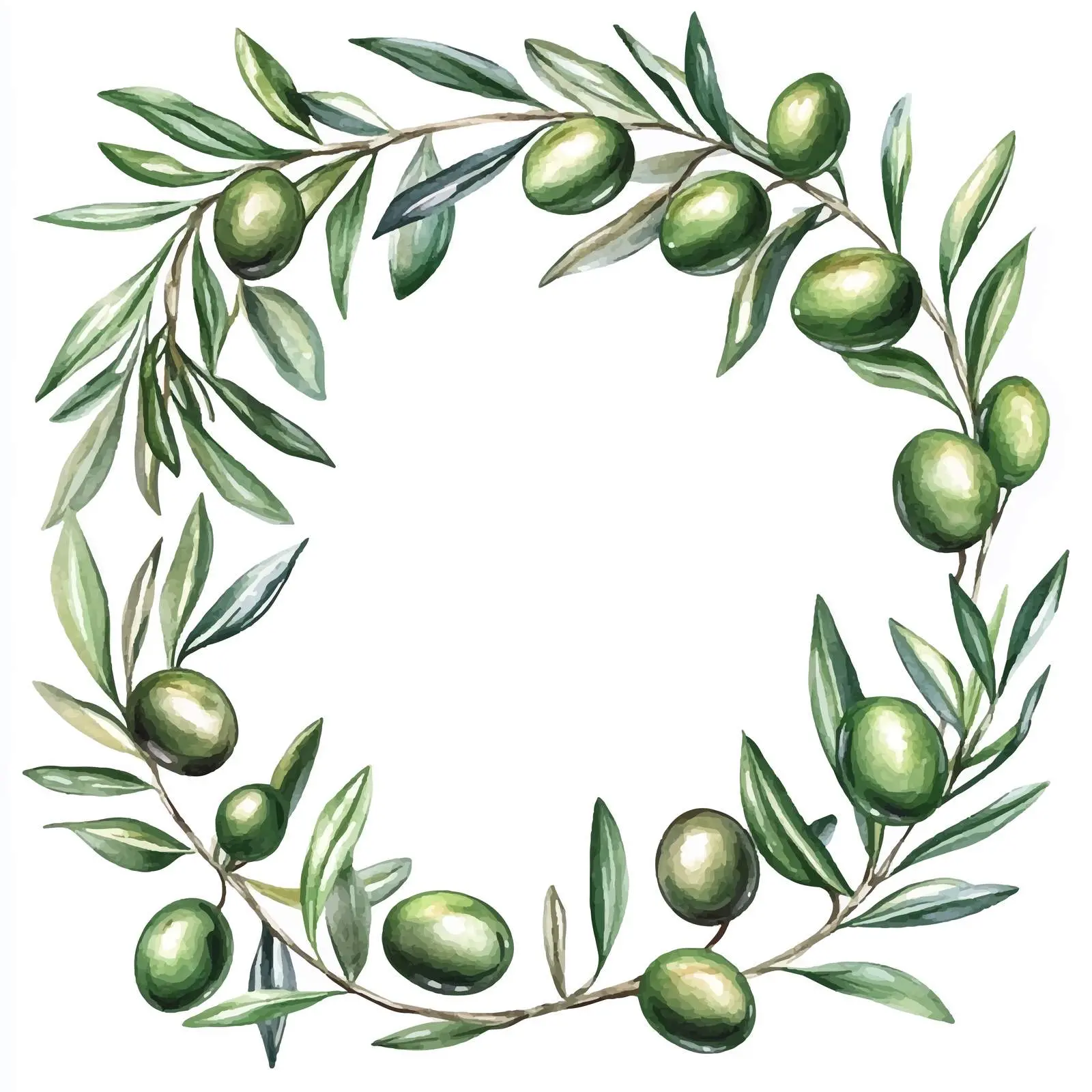 Olive Frame with Branches and Fruits Design – free gourmet design image from Dotvec