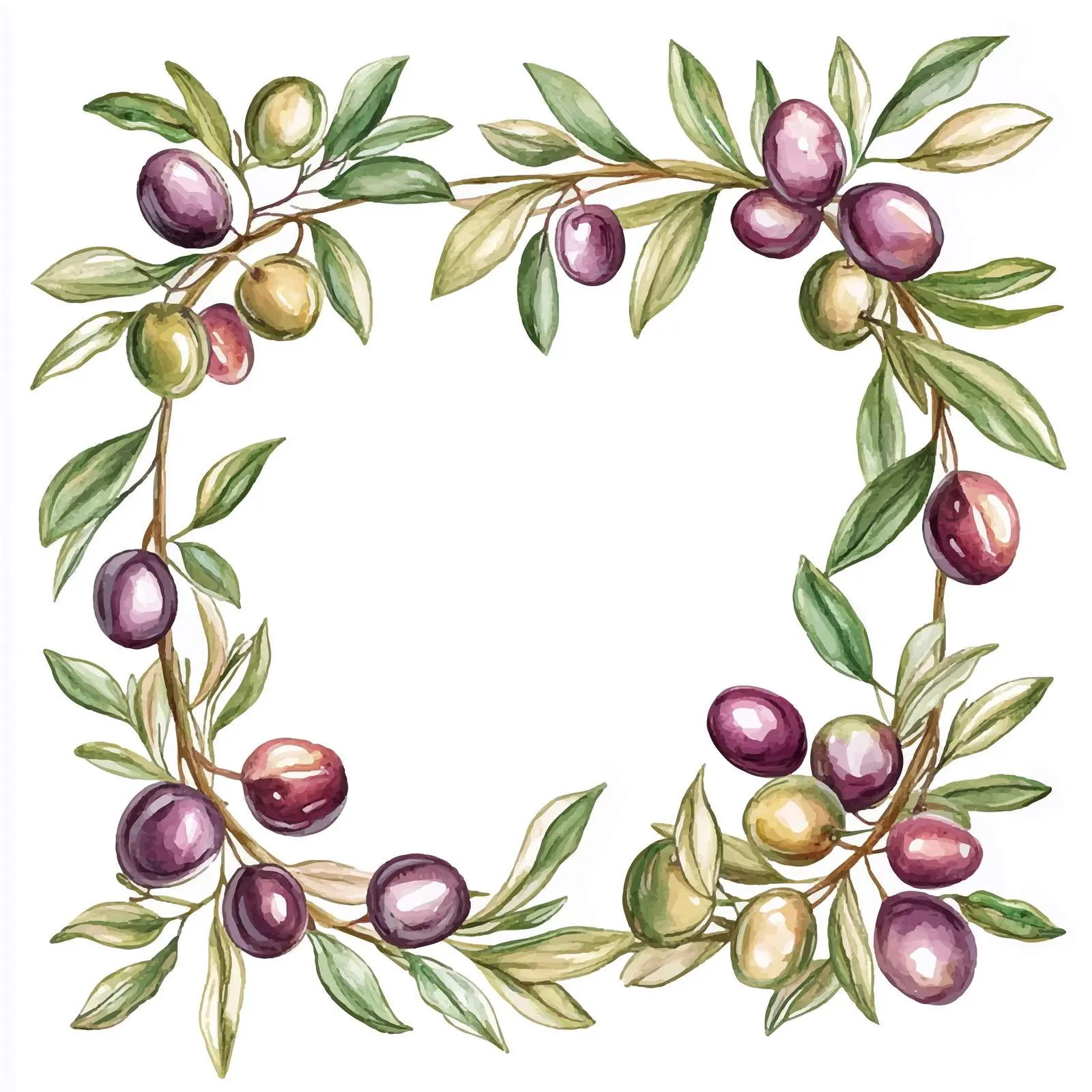 Olive Frame with Branches and Fruits — free download from Dotvec