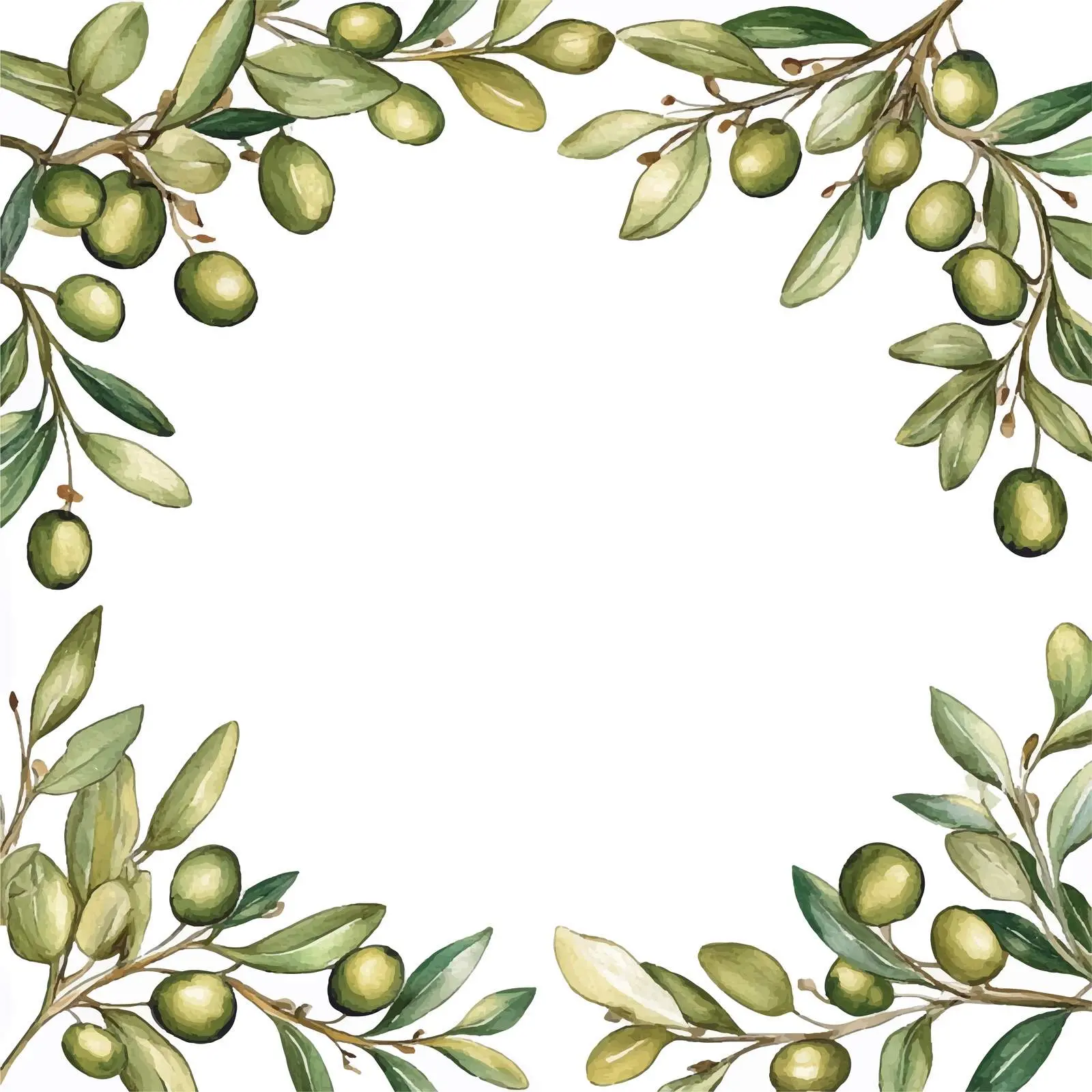Olive Frame with Branches and Fruits — free download from Dotvec