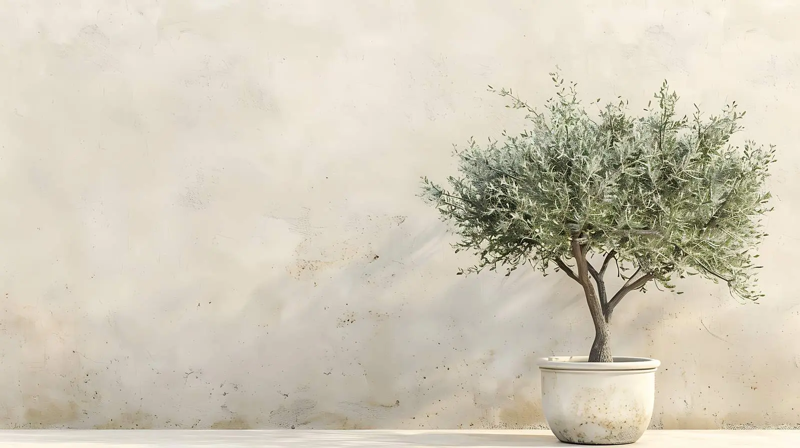 Olive Tree in Pot Against Beige Wall — free download from Dotvec