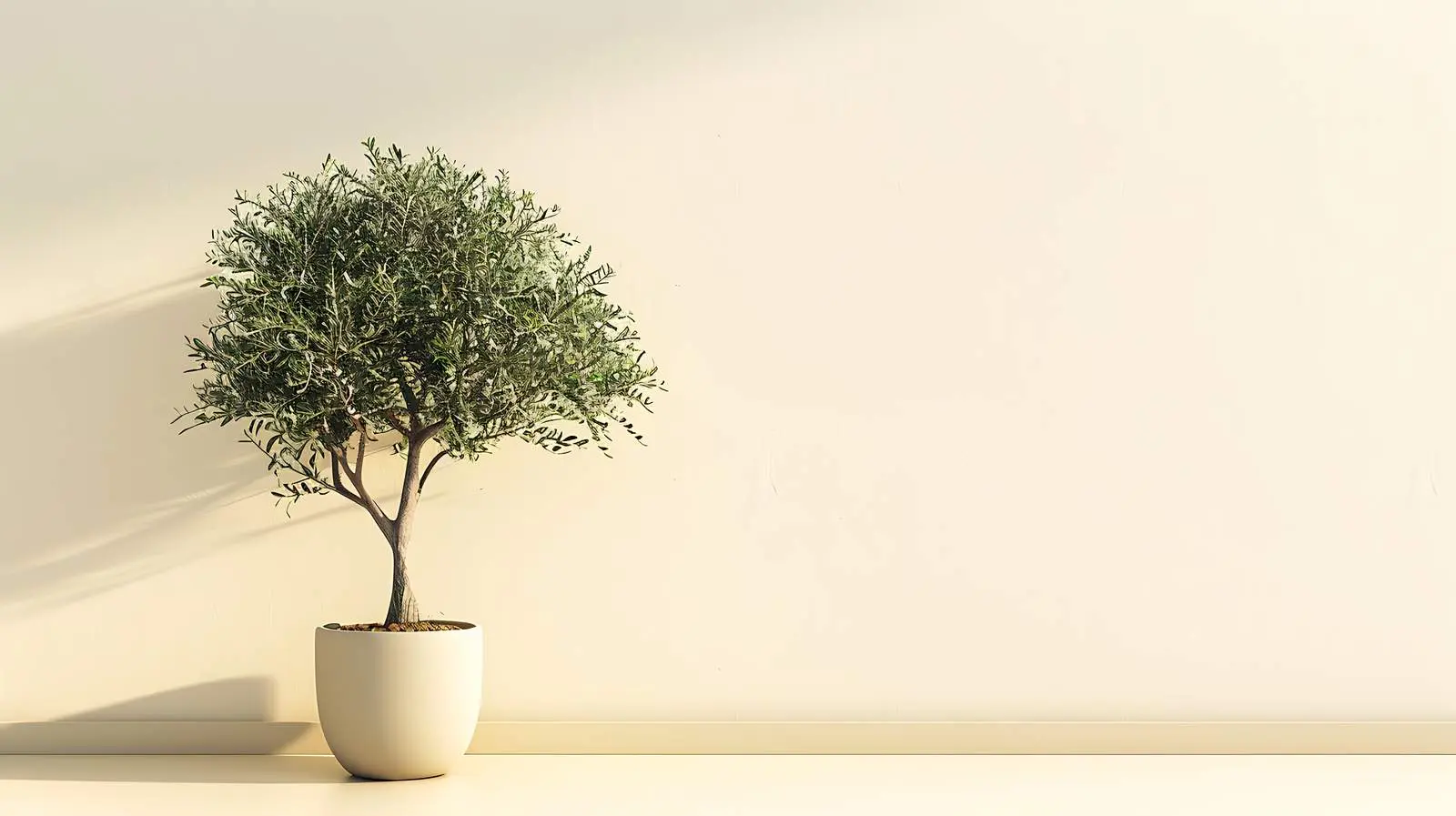 Olive Tree in Pot by Beige Wall — free download from Dotvec