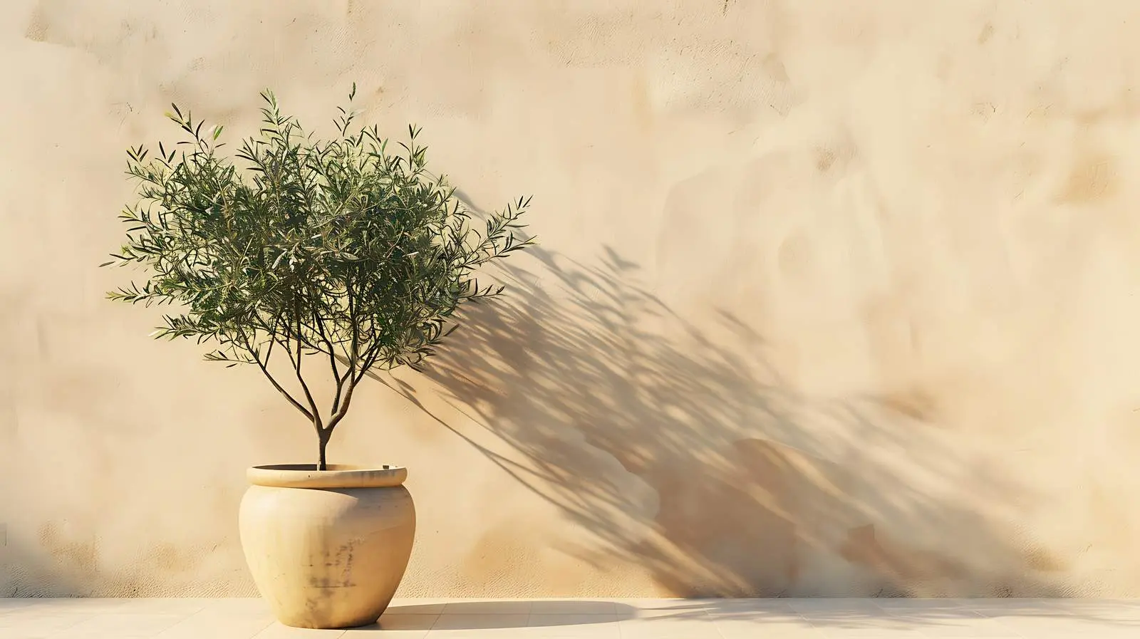 Olive Tree in Pot Against Beige Wall — free download from Dotvec