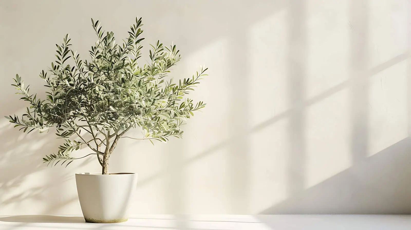 Olive Tree in Pot with Sunlight Shadow — free download from Dotvec
