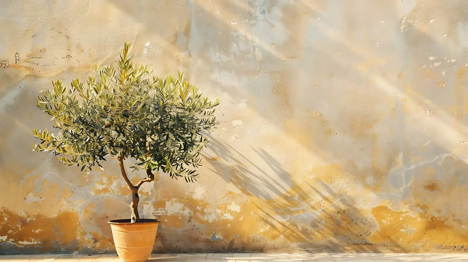Olive Tree in Pot on Beige Wall — free download from Dotvec
