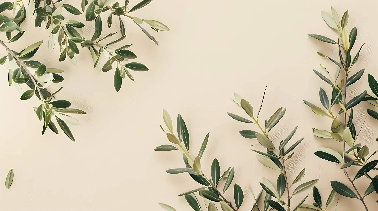 Olive Tree Leaves on Beige Wall — free download from Dotvec