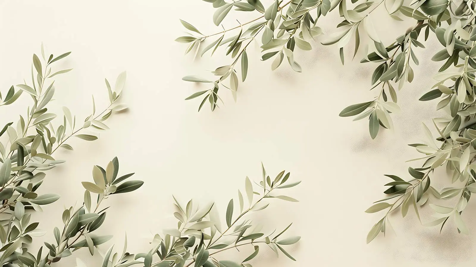 Olive Tree Leaves on Pastel Beige Wall — free download from Dotvec