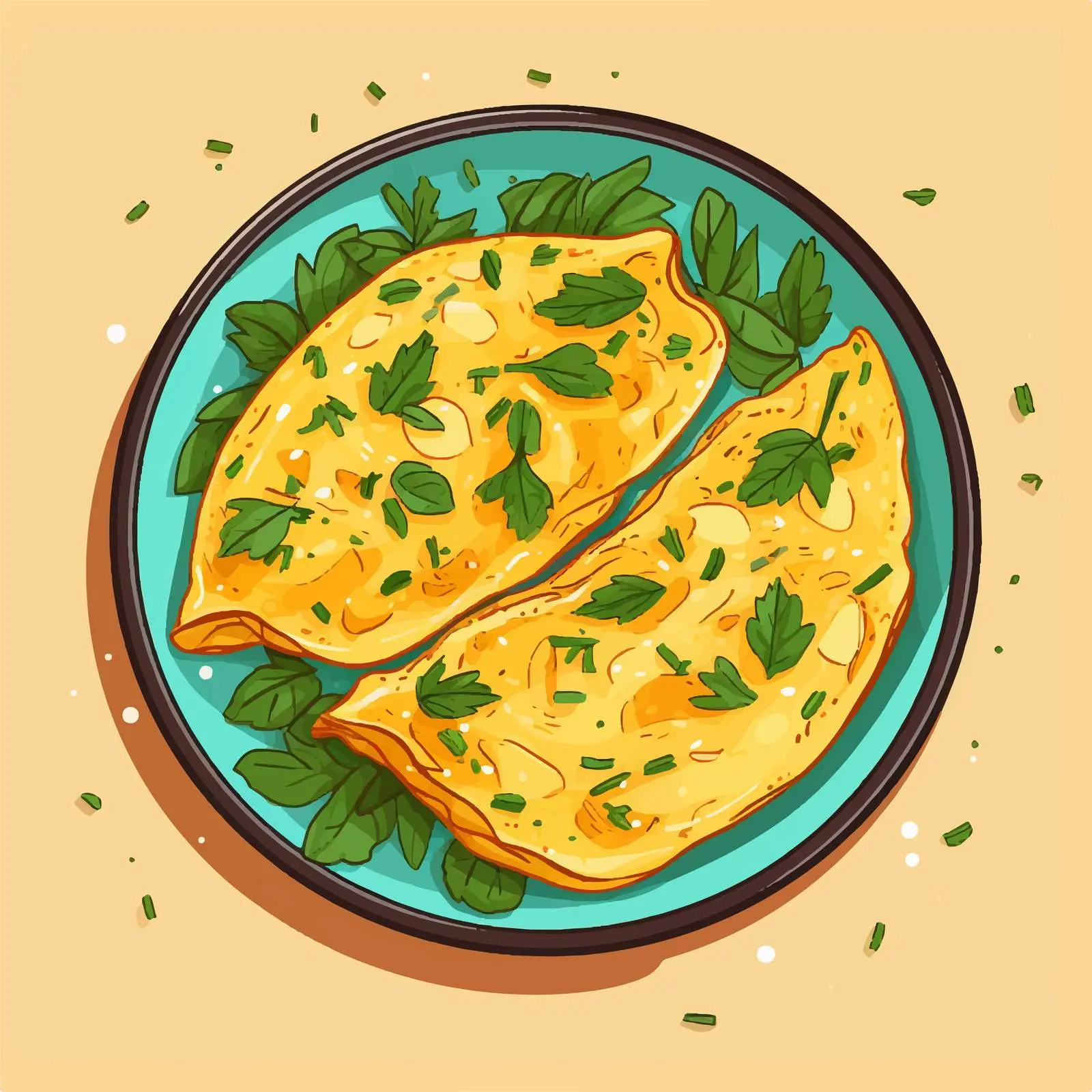 Omelette Dish Line Art Vector Illustration — free download from Dotvec