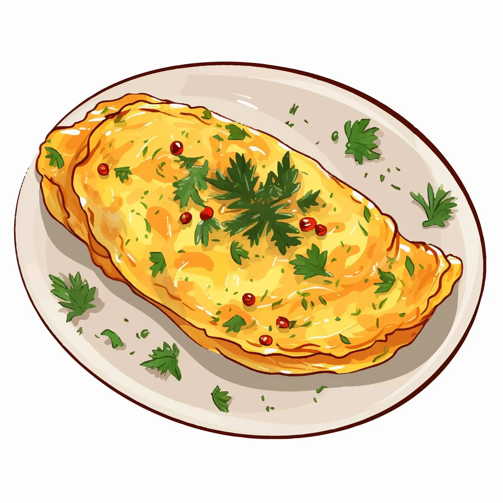 Omelette Line Vector Illustration on White Background — free download from Dotvec