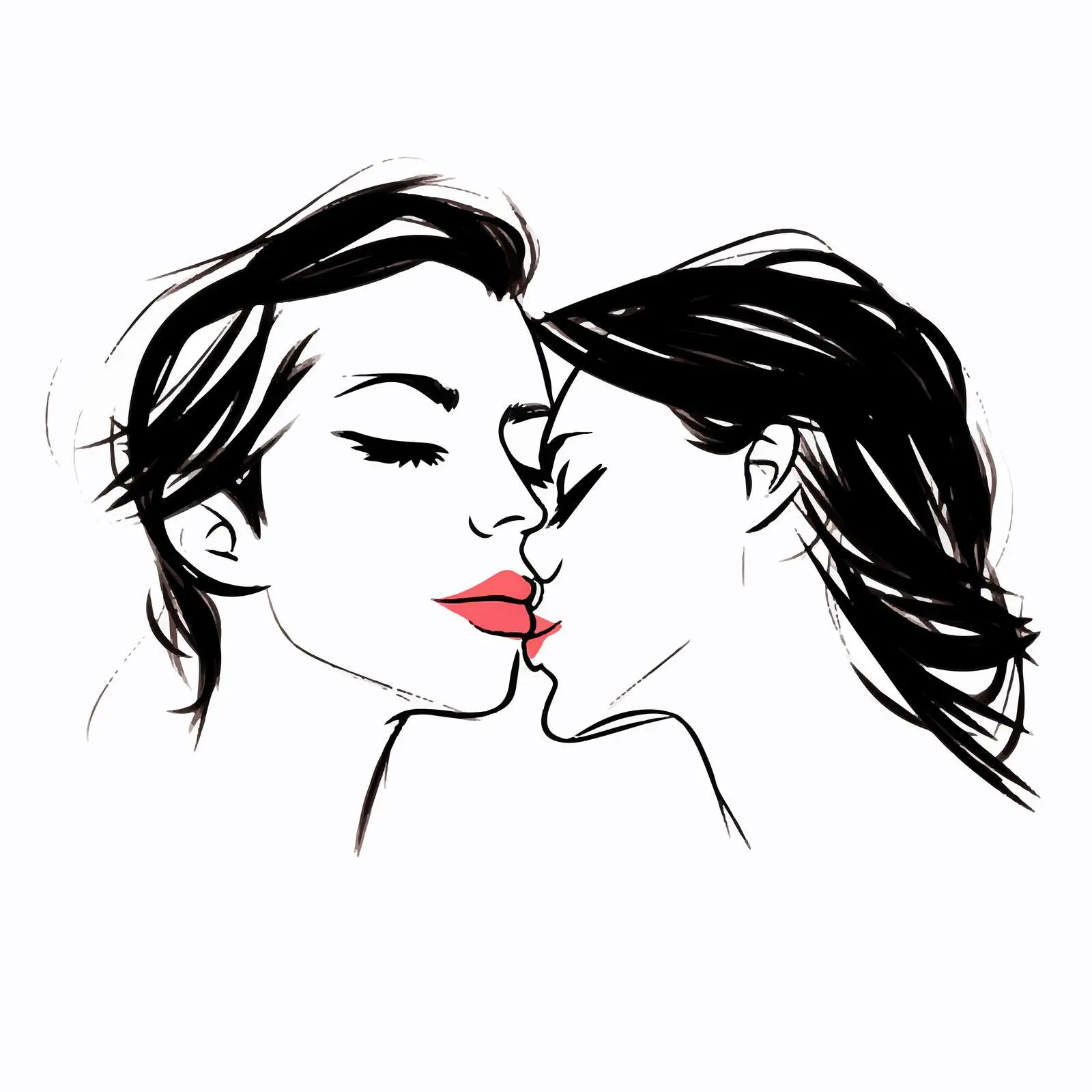 Couple in Love Contour Drawing in Fashion Style – free couples illustration image from Dotvec