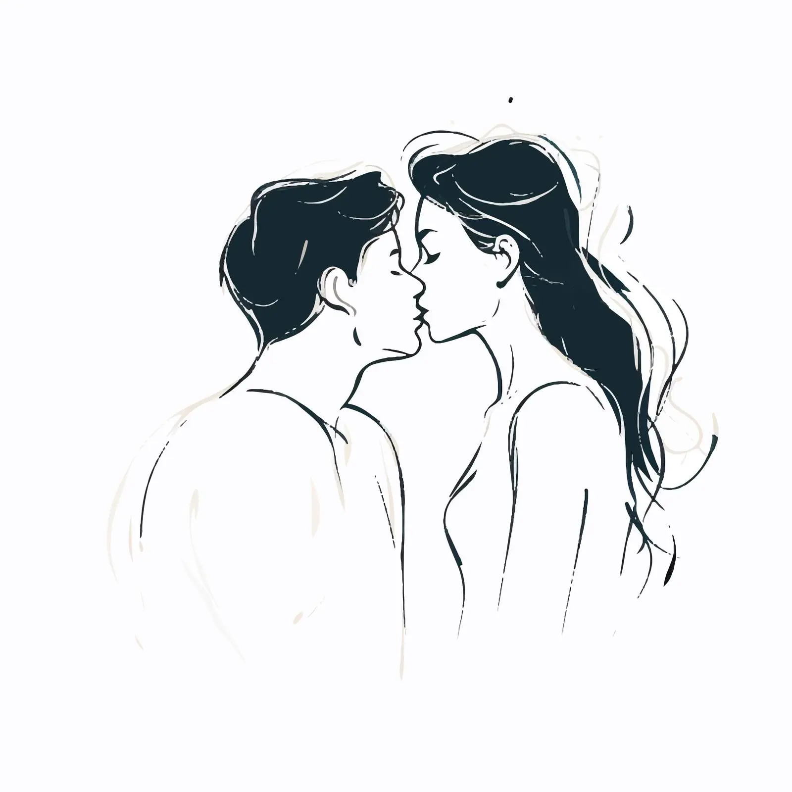 Couple in Love One-Line Contour Drawing — free download from Dotvec