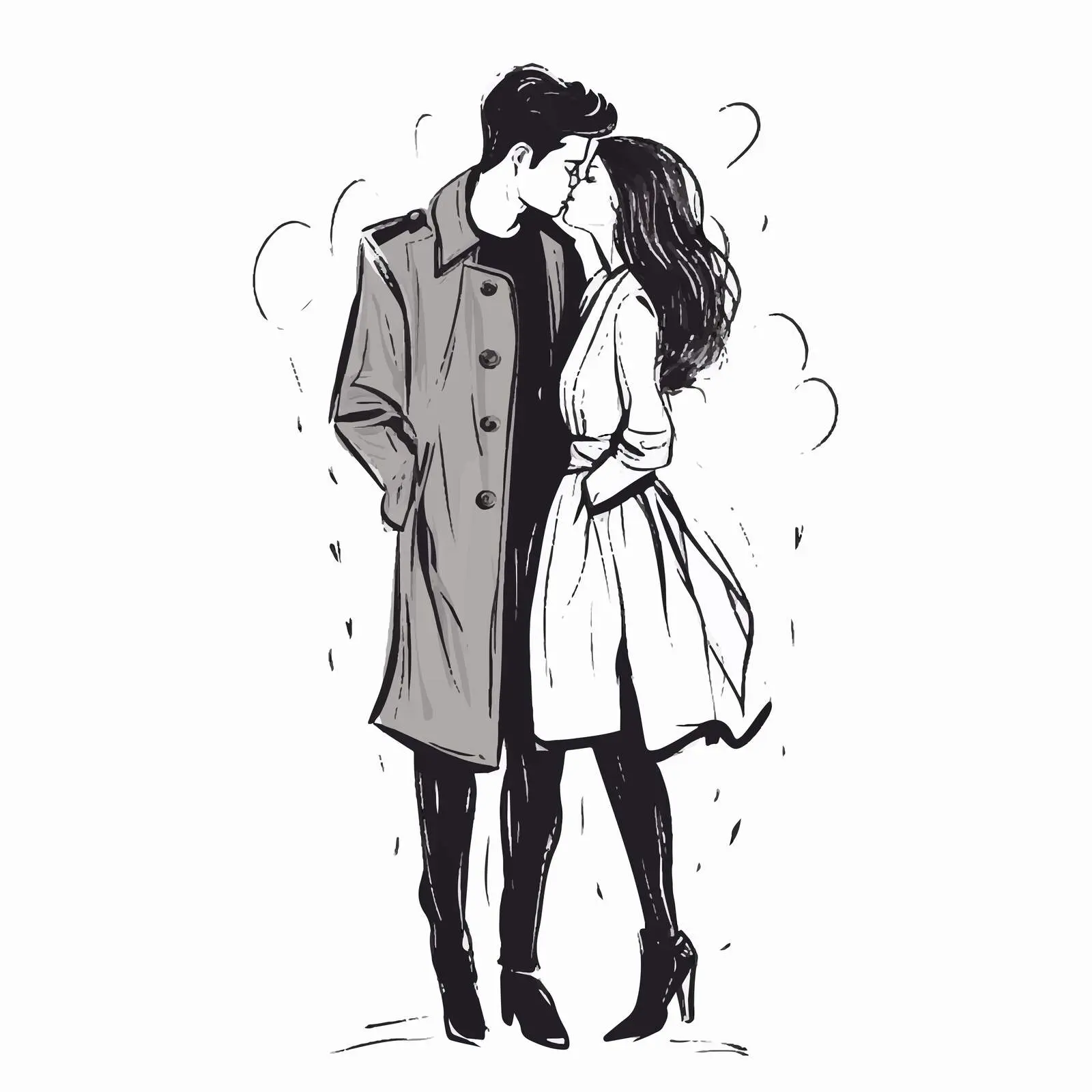 Couple in Love One Line Drawing Vector – free couples illustration image from Dotvec