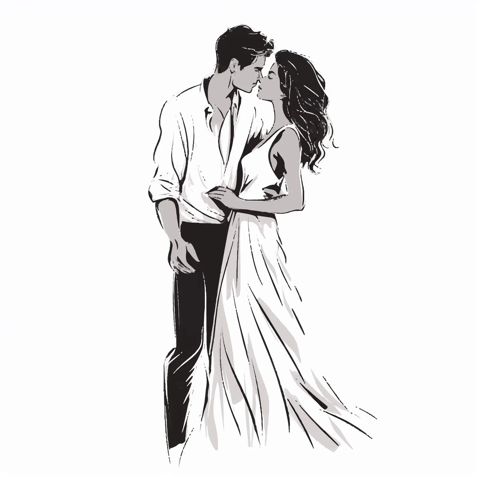 Couple in Love One Line Drawing Vector – free sketch illustration image from Dotvec