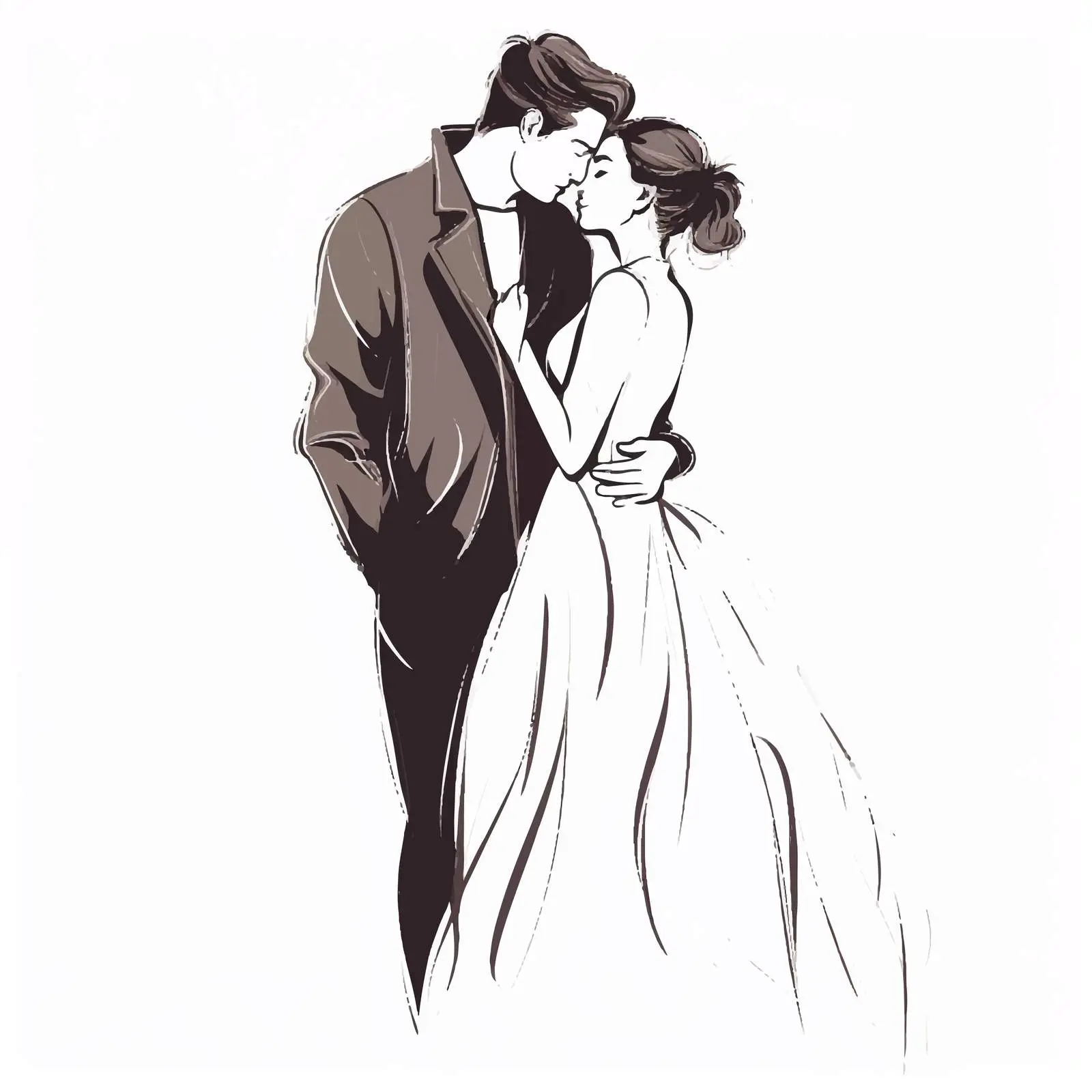 Stylish One Line Drawing of Loving Couple — free download from Dotvec
