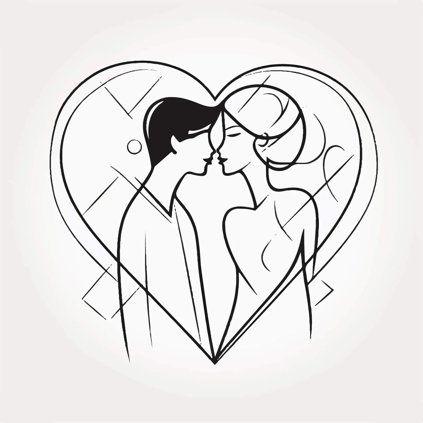One Line Drawing of Loving Couple Kissing — free download from Dotvec
