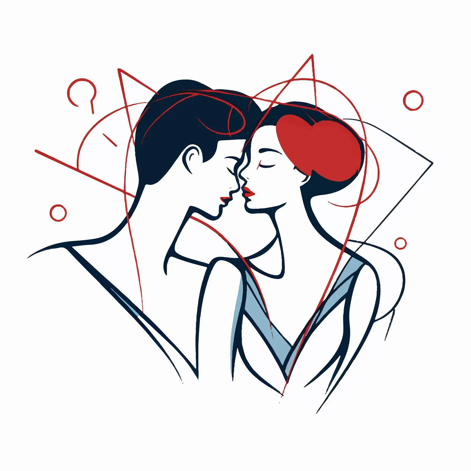 Couple Kissing - One Line Drawing Art – free couples in love image from Dotvec