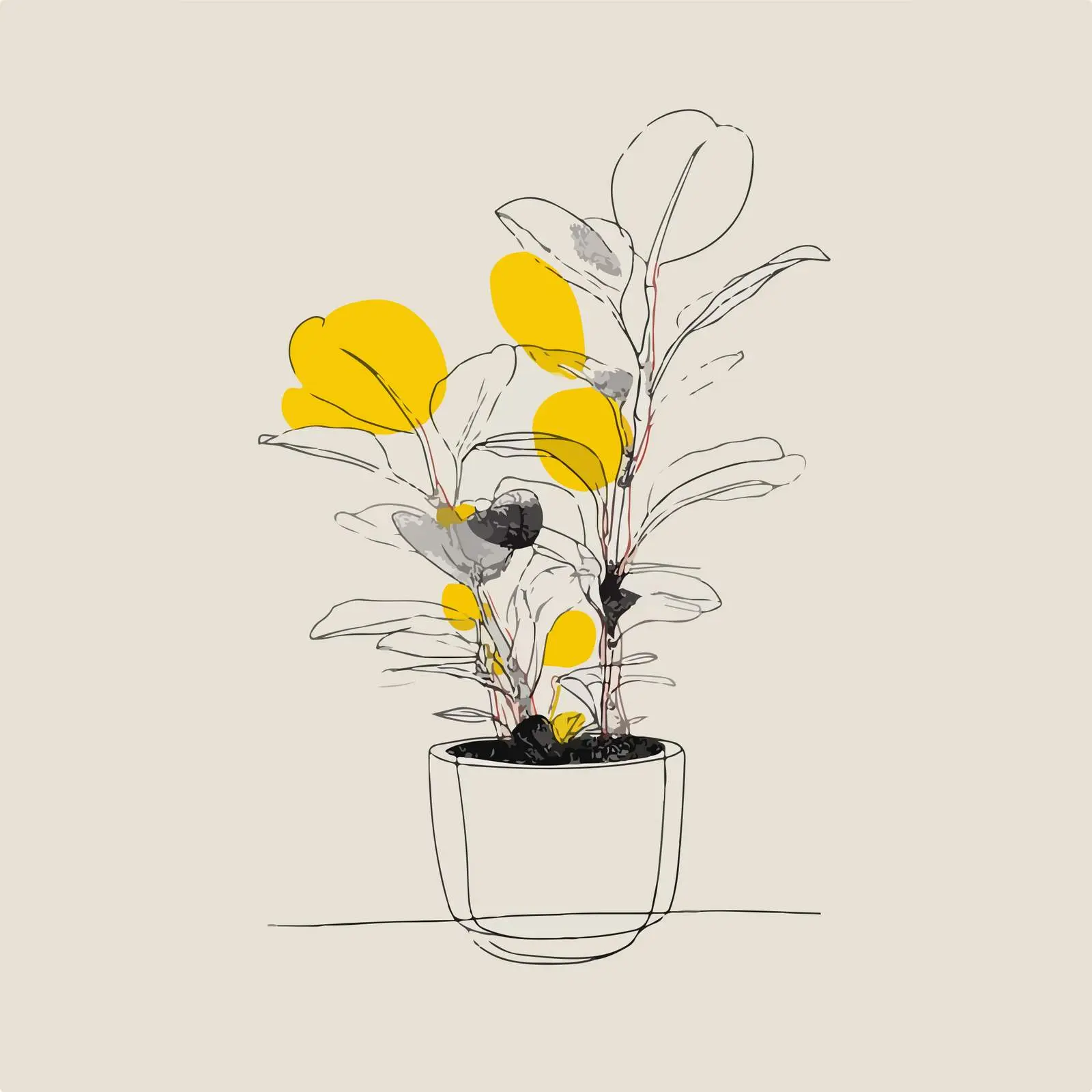 Minimalist Plant Pot with Yellow Accent — free download from Dotvec