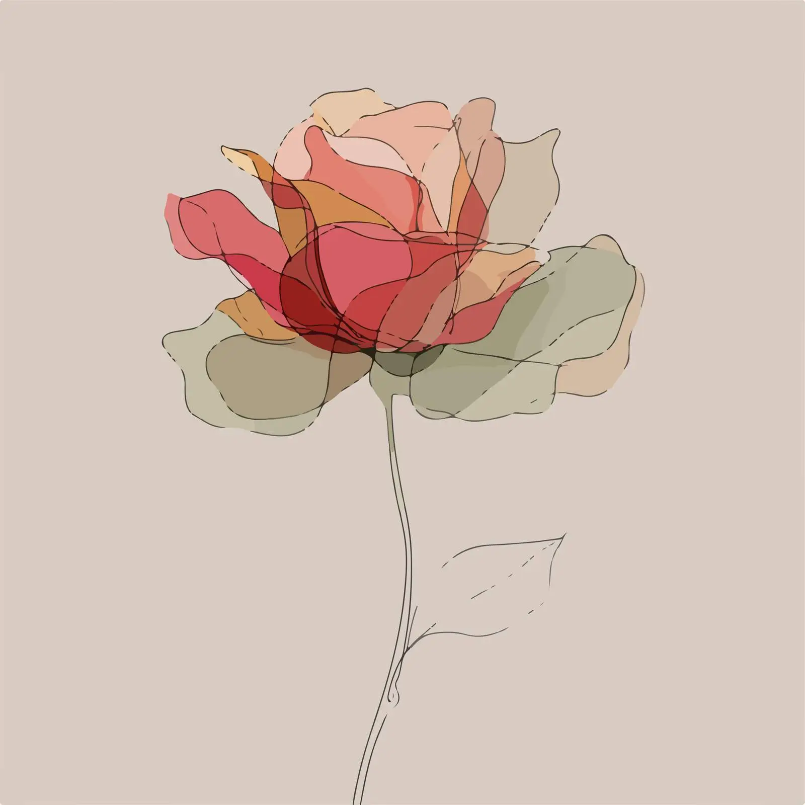 Rose Flat Muted Color Style Art — free download from Dotvec