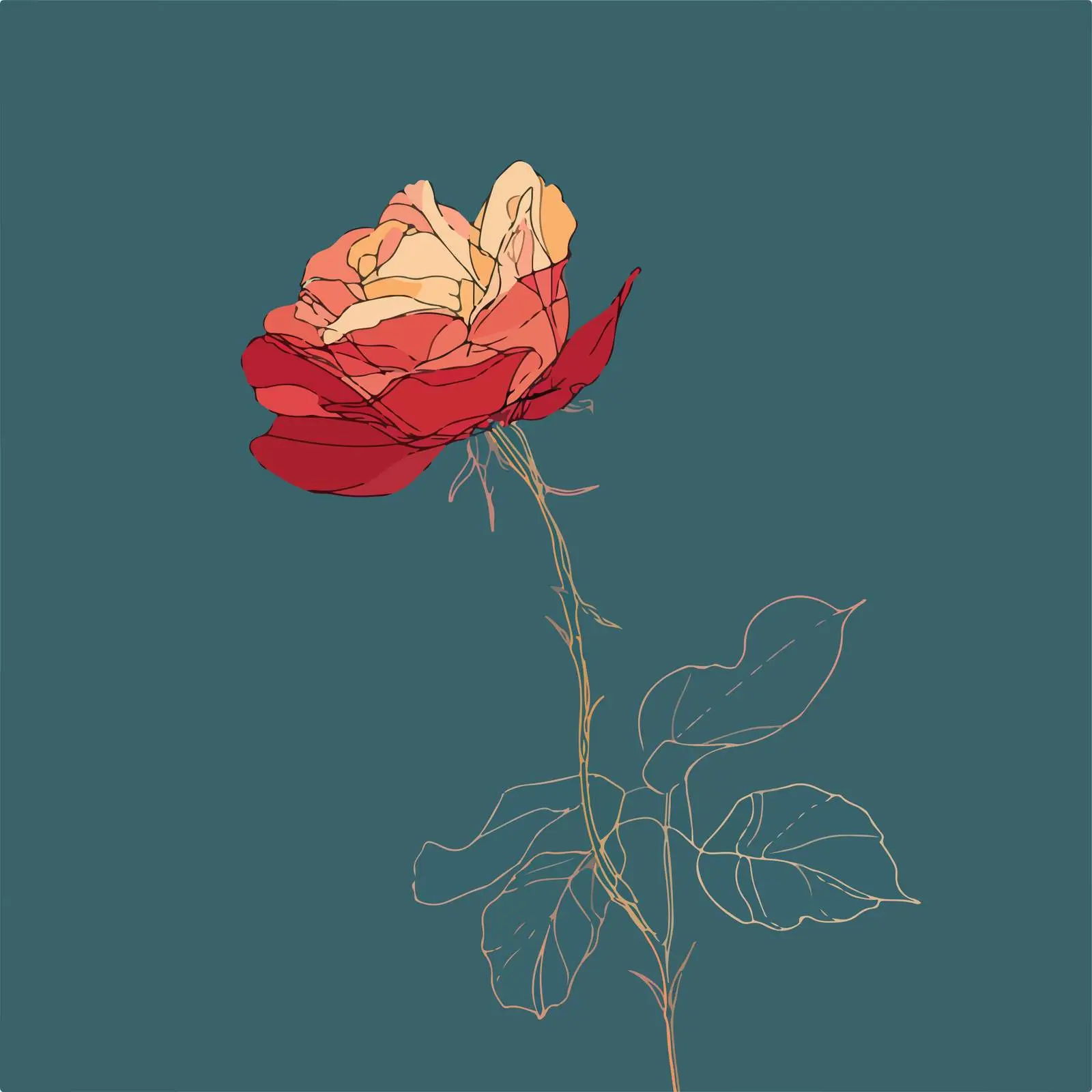 Minimalist Rose Art — free download from Dotvec