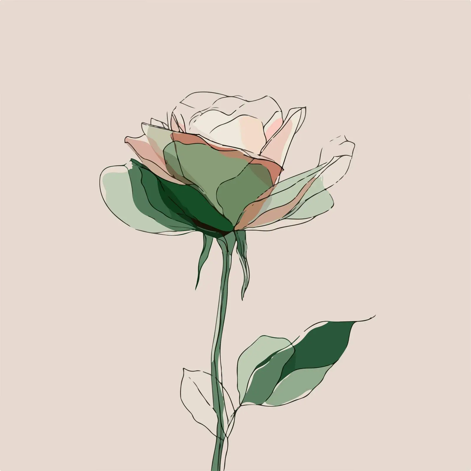 Elegant Rose Art with Green Accent — free download from Dotvec