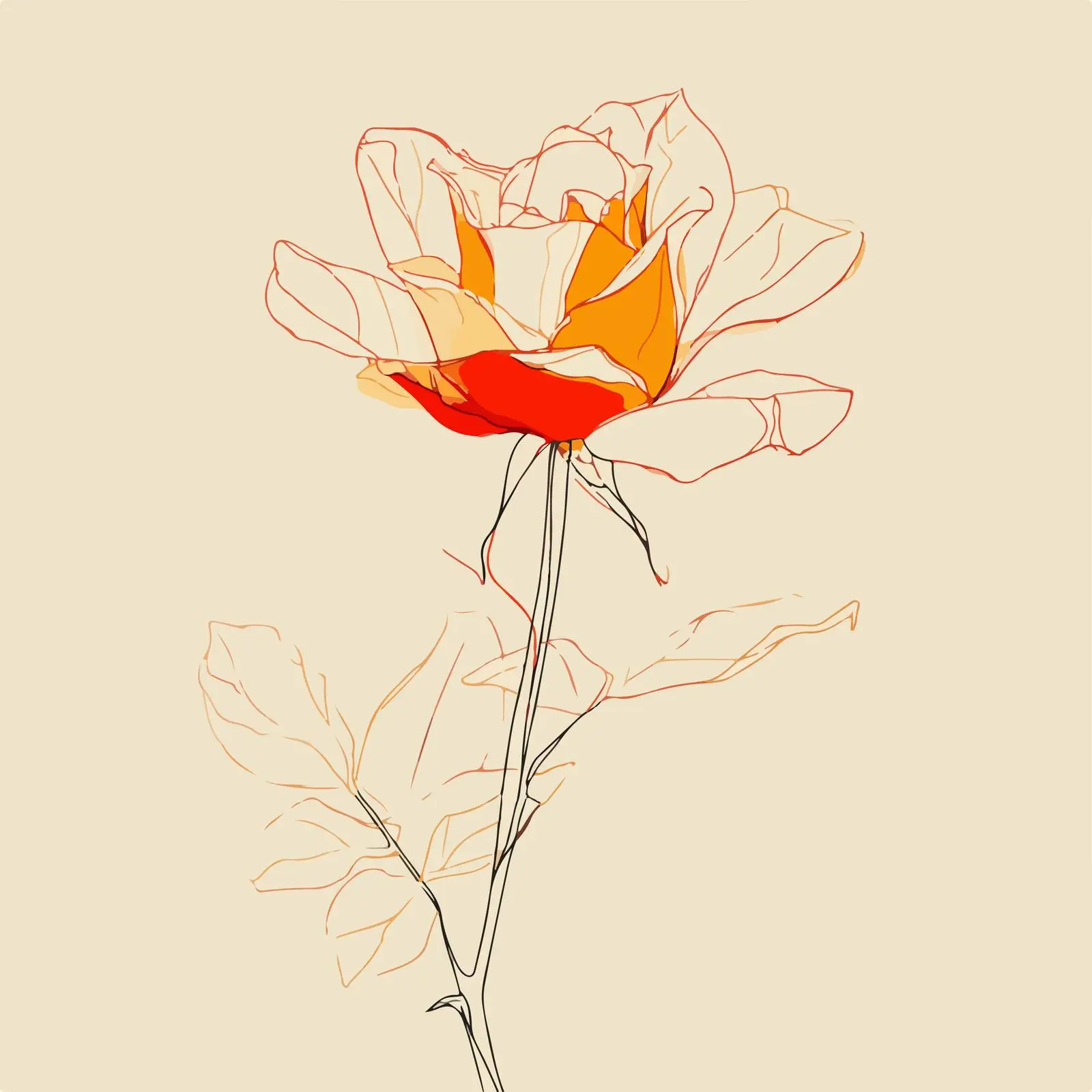 Elegant Rose Line Art Design — free download from Dotvec