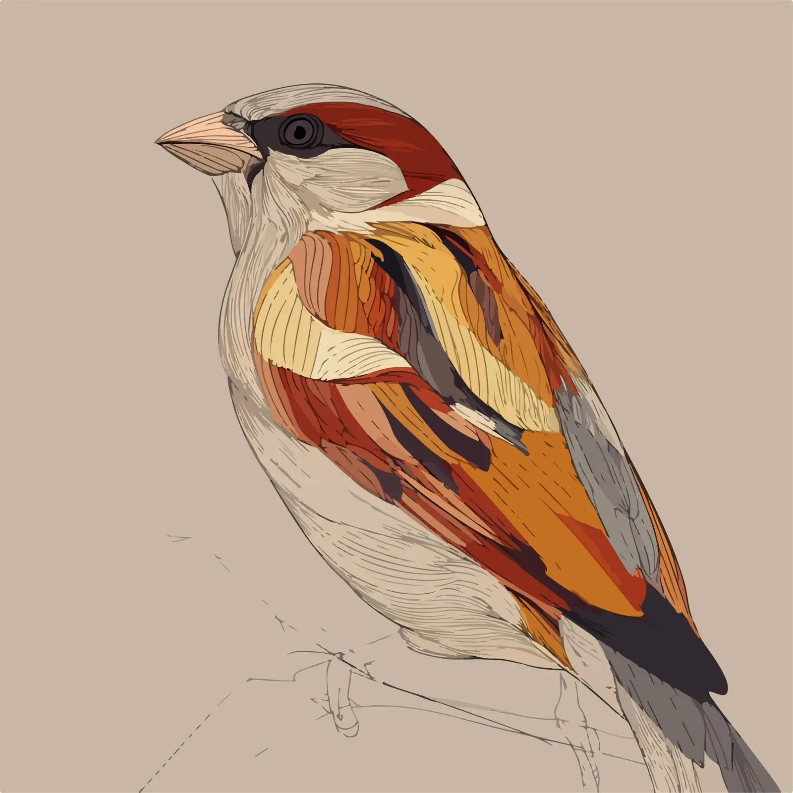 Sparrow Line Art Illustration — free download from Dotvec