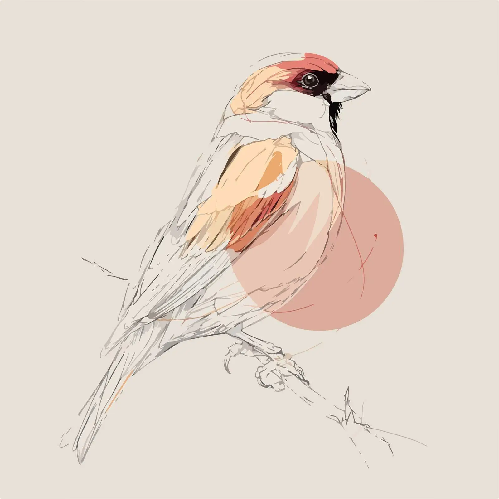 Simple Vector Style Sparrow Art — free download from Dotvec