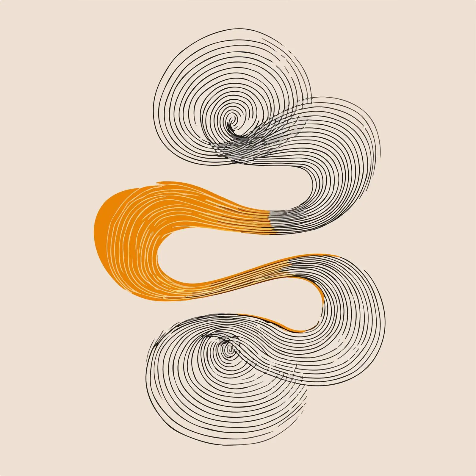 Minimal Spiral Art with Orange Highlight — free download from Dotvec