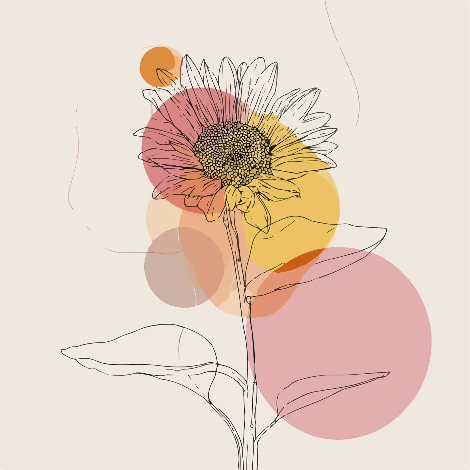 Sunflower Pastel Line Art — free download from Dotvec