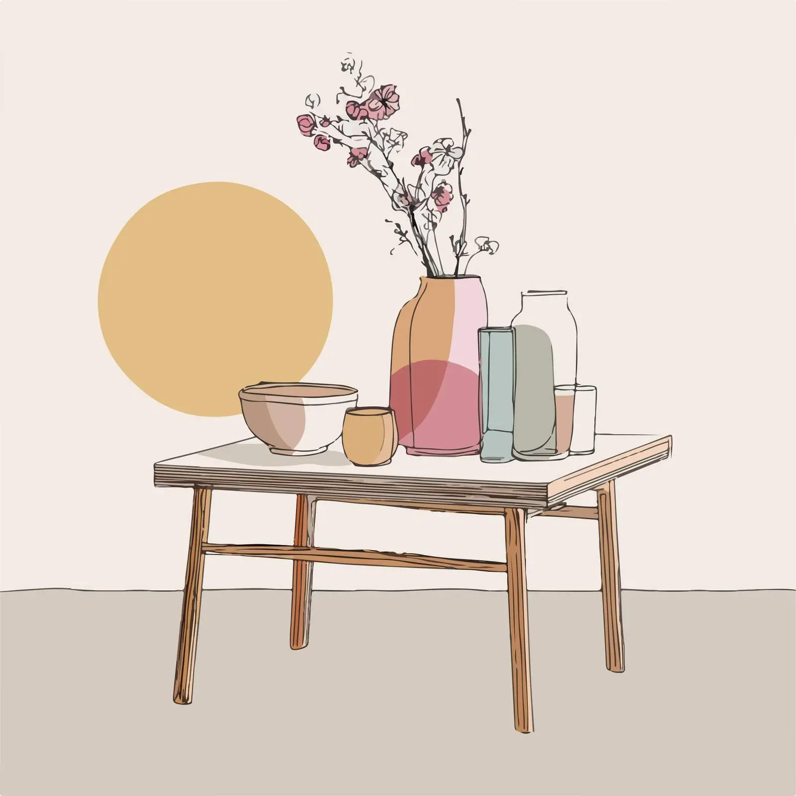 Minimalistic Table Art with Pastel Accents — free download from Dotvec