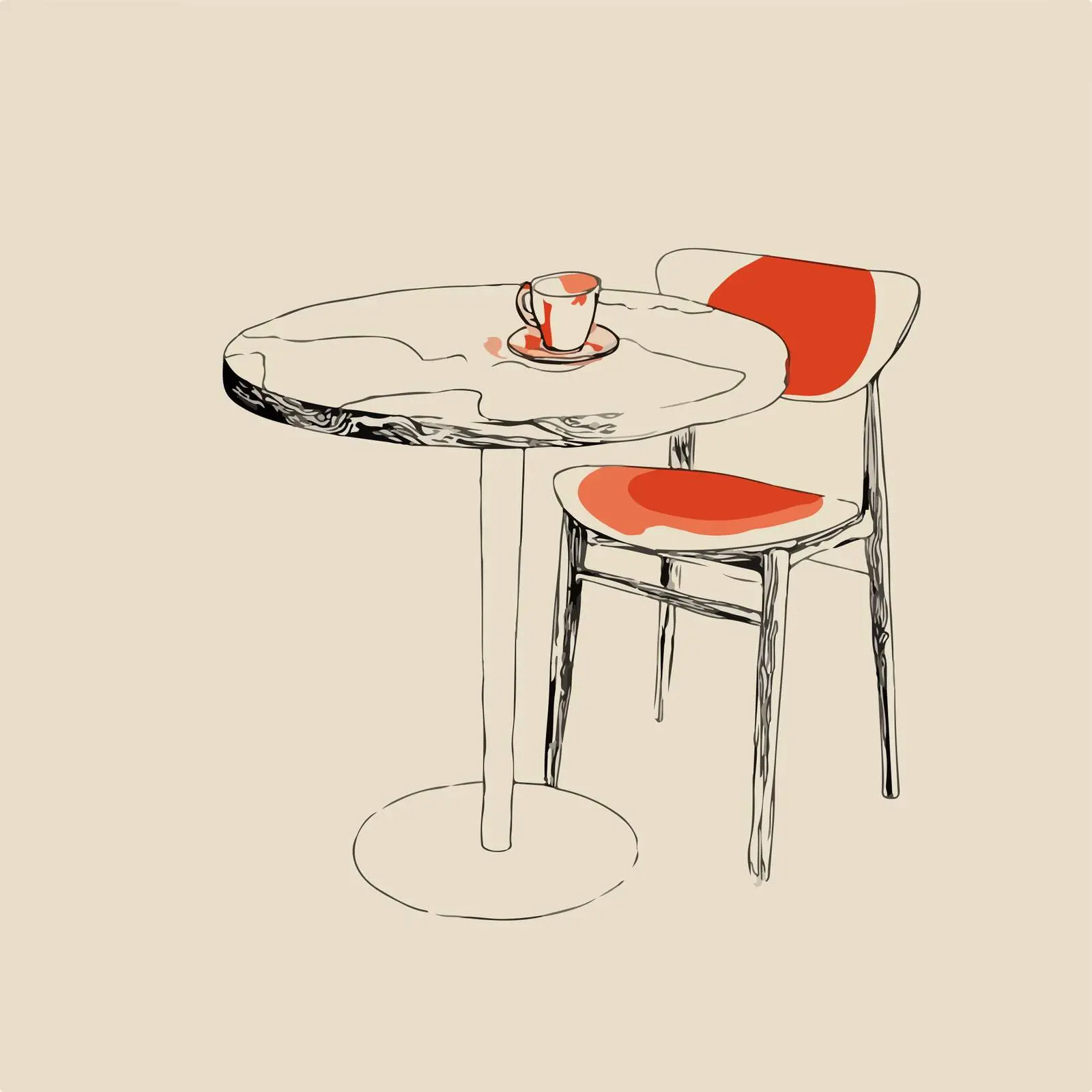 Minimalist Table with Red Accent — free download from Dotvec