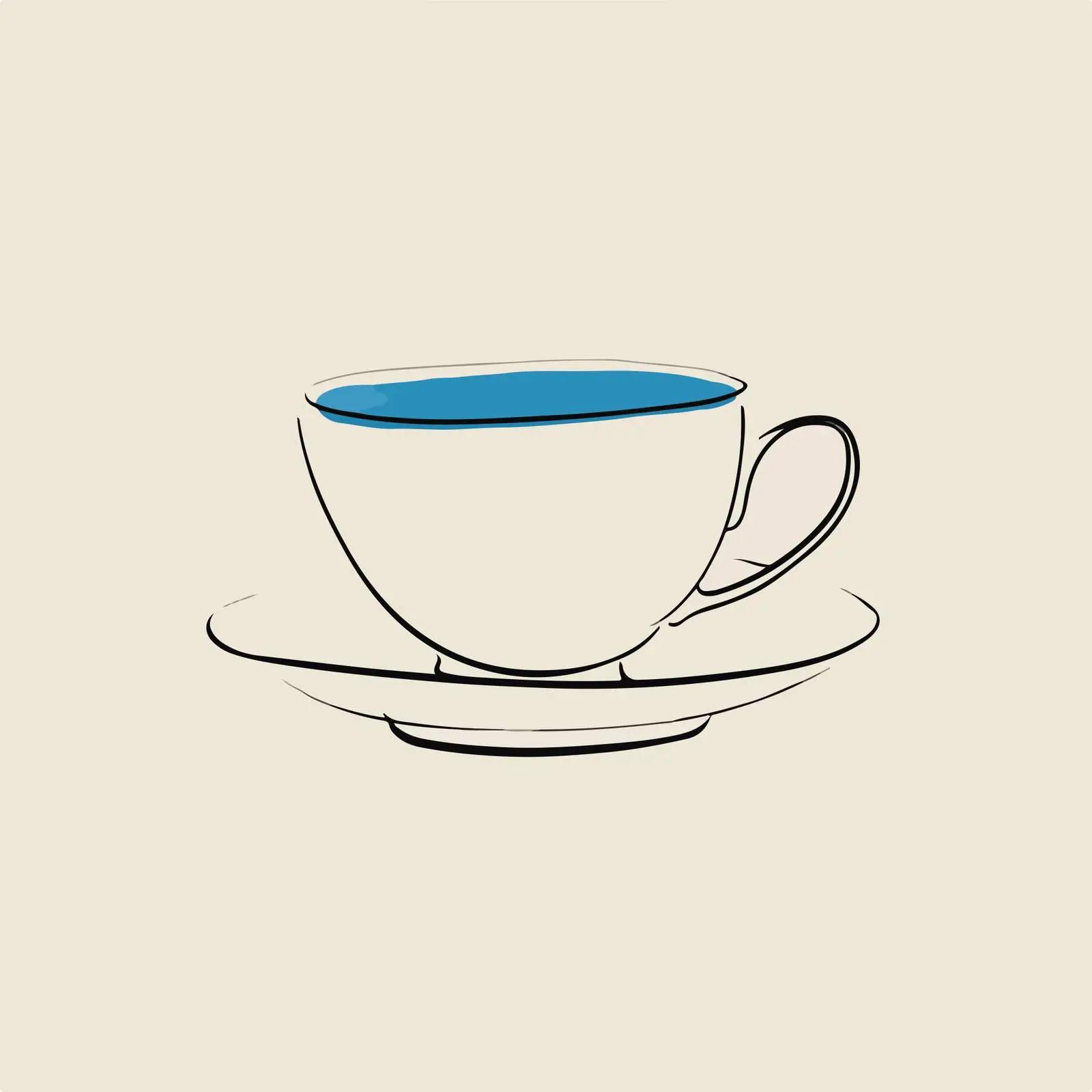 Minimalistic Teacup Art with Blue Accent — free download from Dotvec