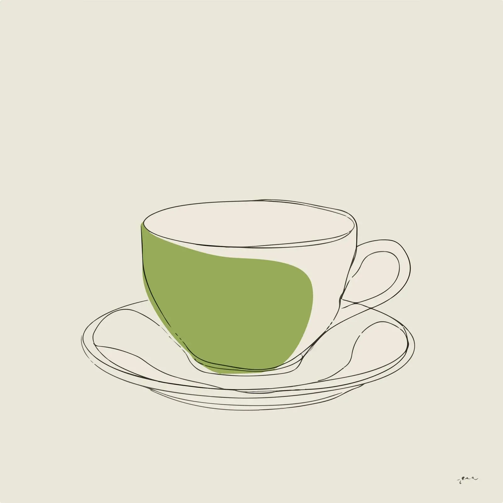 Artistic Teacup with Green Accent — free download from Dotvec