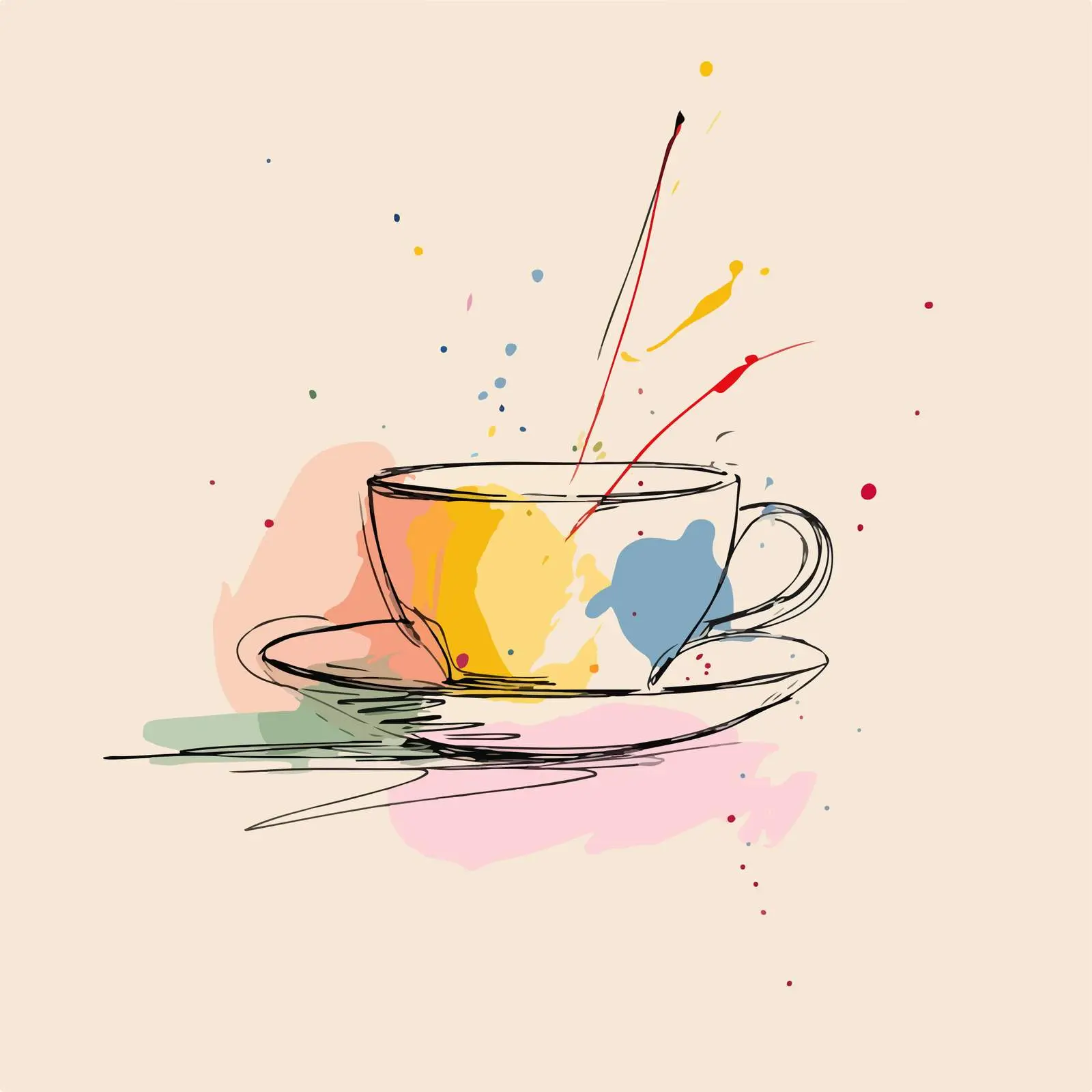 Elegant Teacup One Line Art — free download from Dotvec