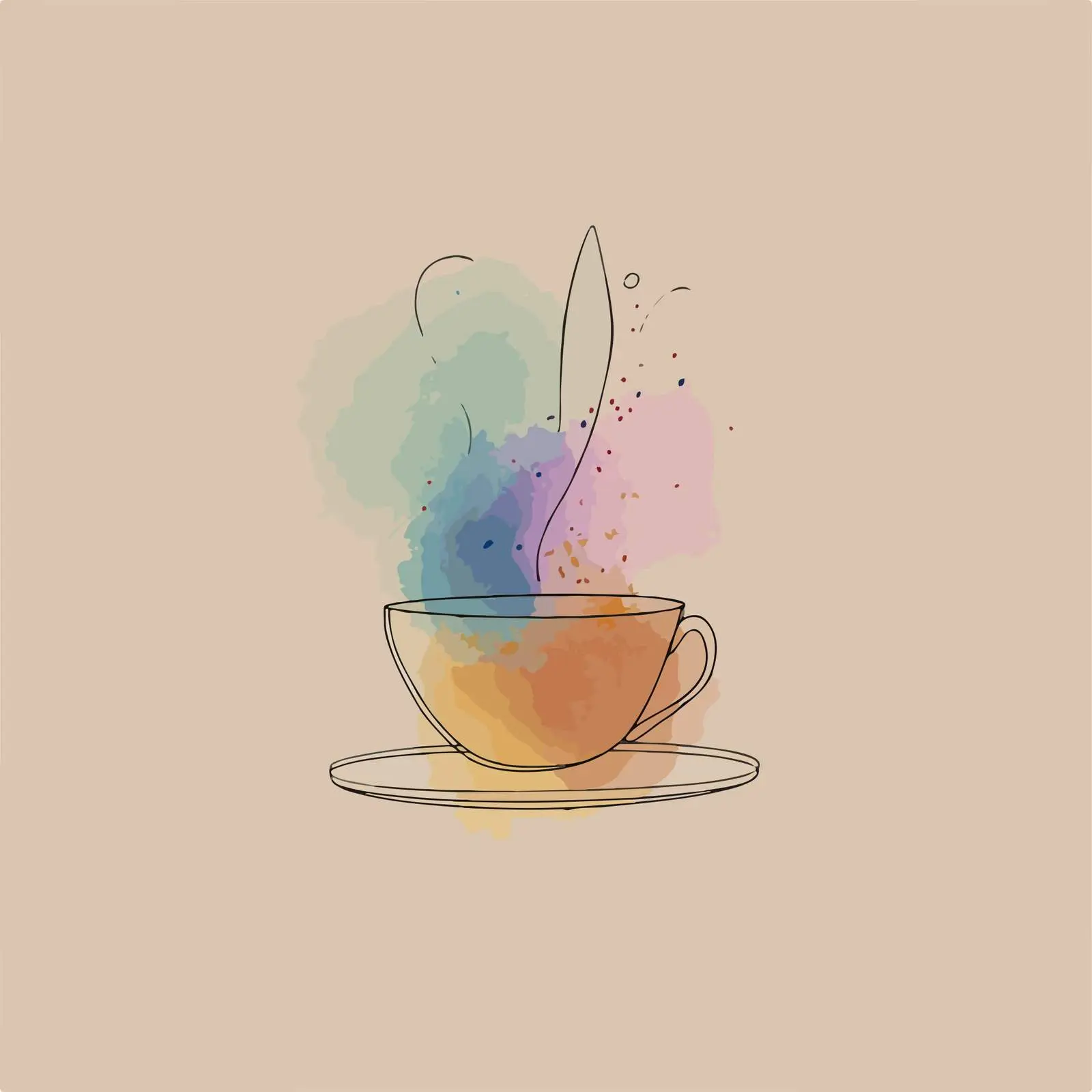 Teacup Art with Pastel Splash — free download from Dotvec