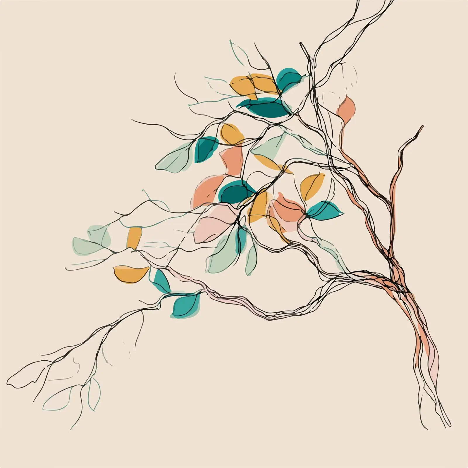 Minimalistic Tree Branch Art — free download from Dotvec